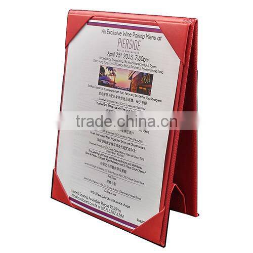 genuine leather menu holders / high quality A4 dessert real leather menu cover / led lighted menu stand