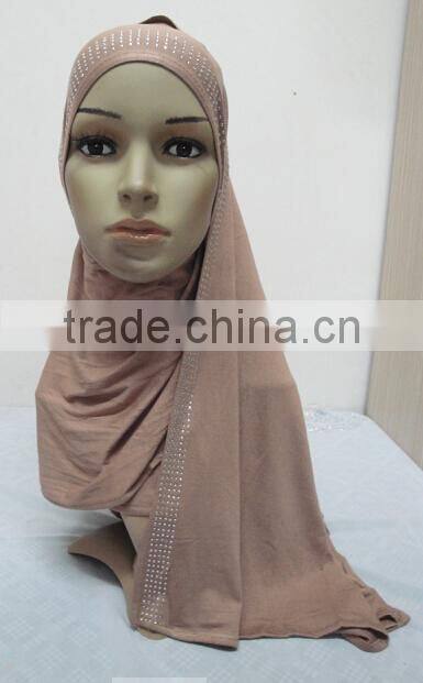JL072 latest cotton jersey scarf with rhinestones