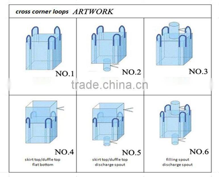recycled PP super sacks bulk bag for construction sand with cross corner loop