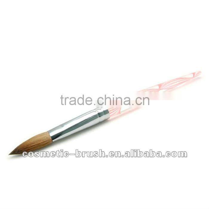 Wholesale high quality professional manufacture Metal Handle Kolinsky cosmetic makeup Nail Art Gel Brush for cheap