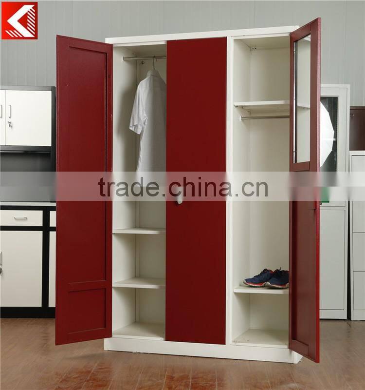 Modren bedroom steel decoration almirah designs with hanging clothes