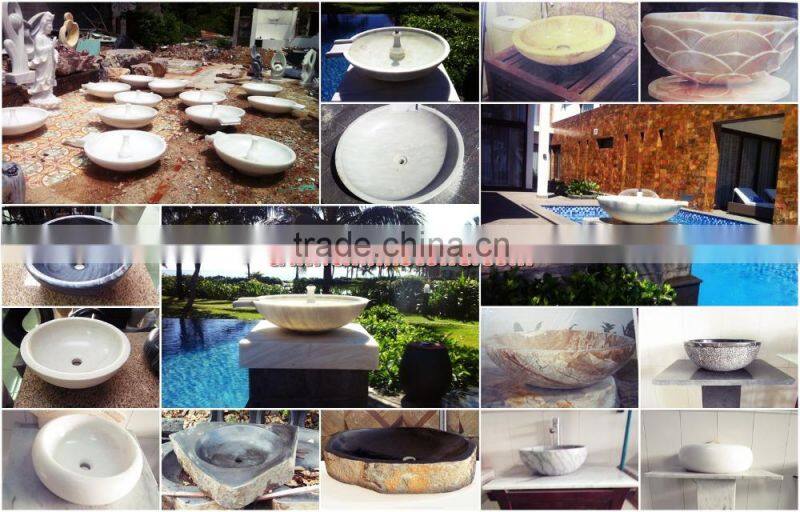 White marble vessel stone bathroom vessel sink