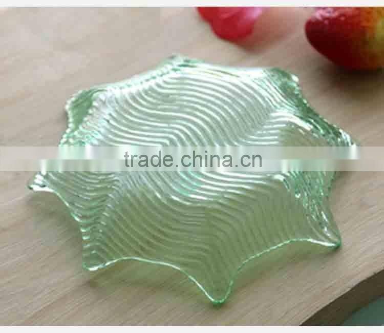 wholesale cheap octagon colorful glass fruit plate