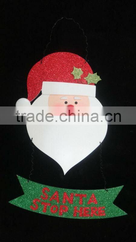 SANTA STOP HERE SIGN, SEASON'S GREETING BOARD DOOR DECOR ORNAMENT