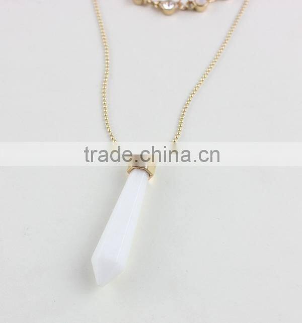 2015 Newest 3rows Natural Opal Stone and Pearl Pendant Necklace