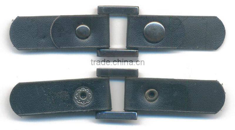 Gunmetal Alloy Buckle Stud Black Coat Leather Toggle Buttons