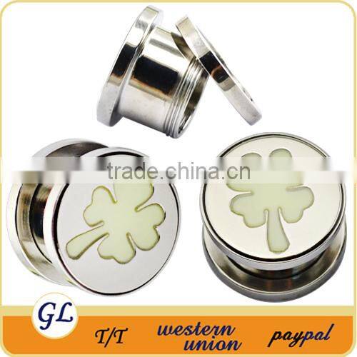TP011026 stainless steel glow in the dark ear plug