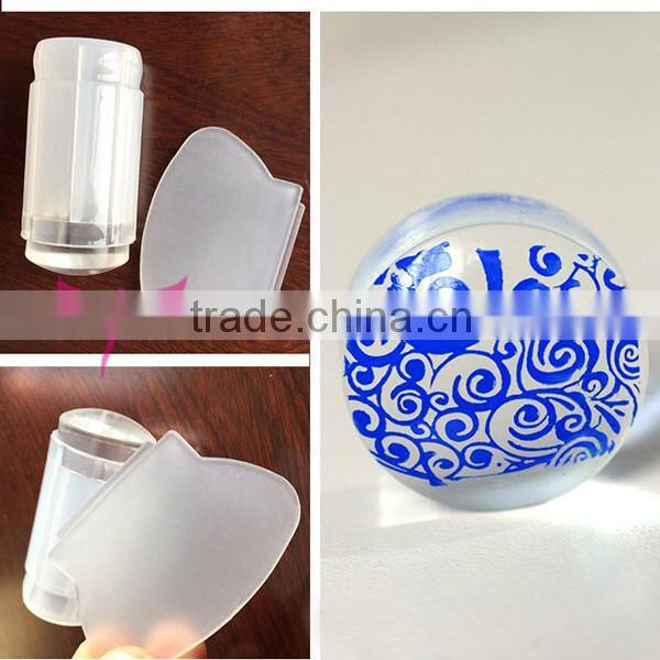 2016 Milky White New 2.8CM Transparent Stamp Nail Art Clear Jelly Stamper Scraper Tool Set Manicure Polish Stamp Image Tool Kit