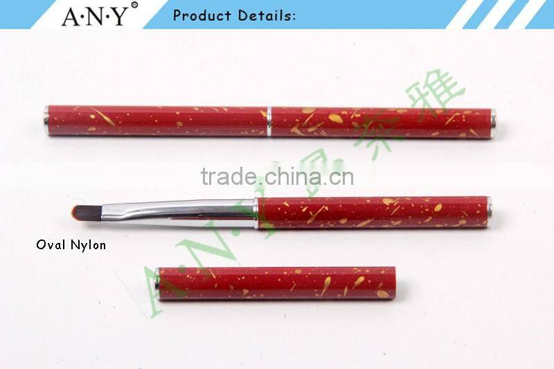 ANY 2016 New Fashion Mental Handle Oval Imported Nylon Hair Nail Art Gel Brush Pure Color Hot Sale