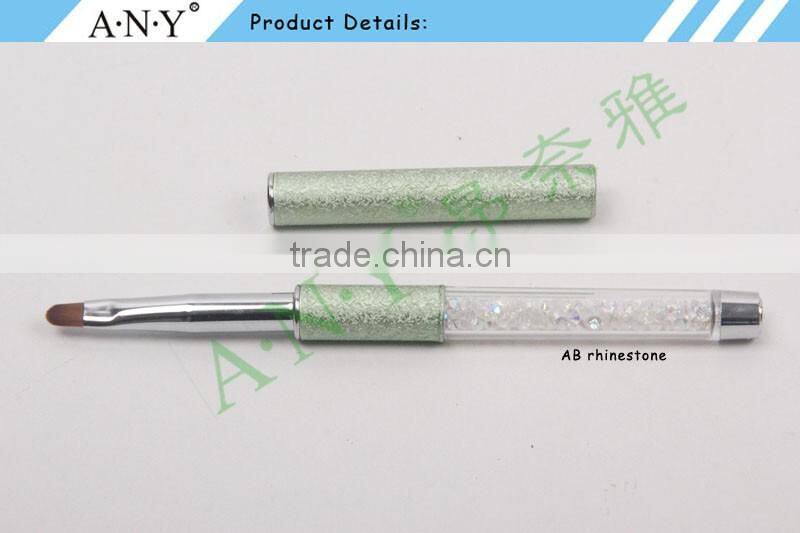 ANY 2016 New Design Acrylic Handle With Diamond Inside Oval Imported Nylon Hair Nail Art Gel Brush Pure Color Hot Sale