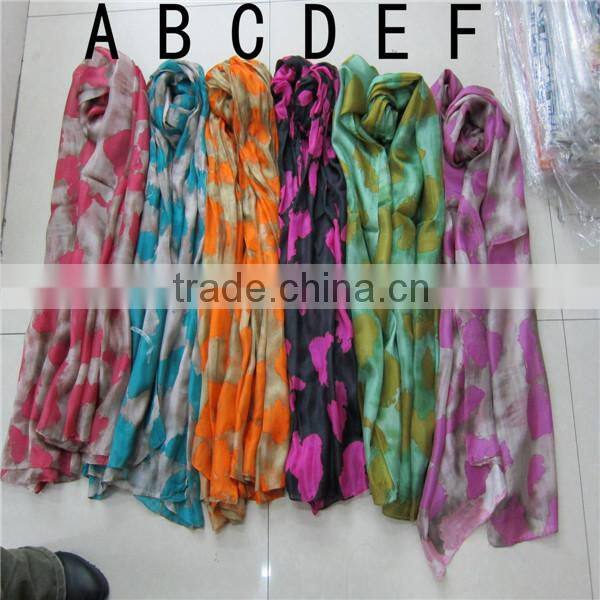 Hangzhou flower printed silk scarf 110*180cm silk scarf twill