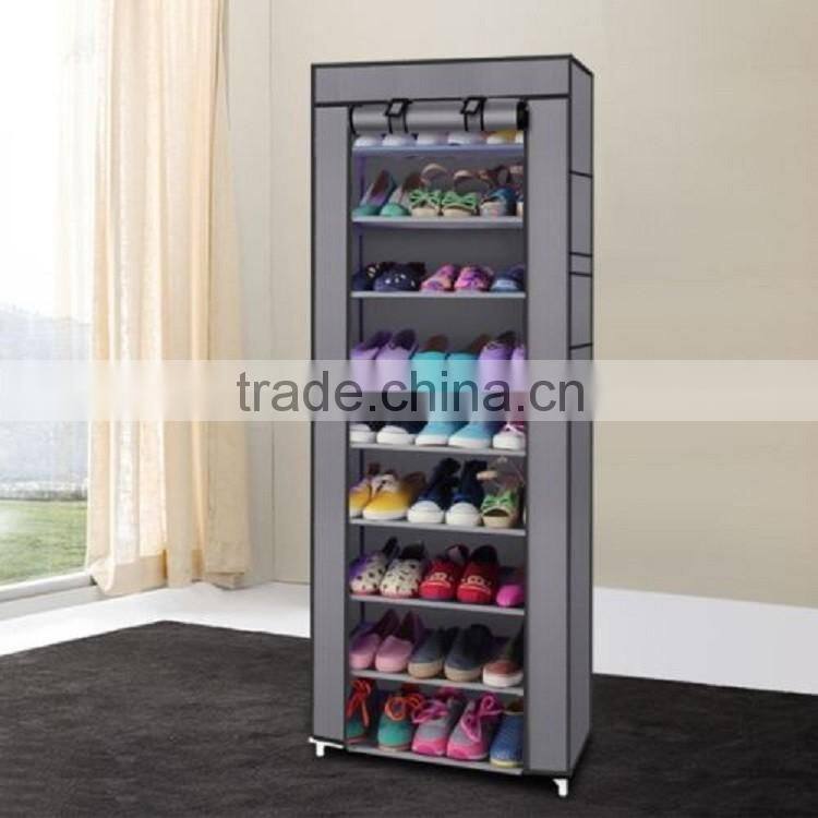 made in china 10 tier non-woven fabirc melamine mdf shoe cabinet