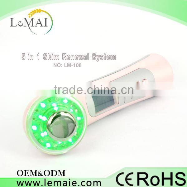 Galvanic photon ultrasonic ion beauty machine facial kit with massager