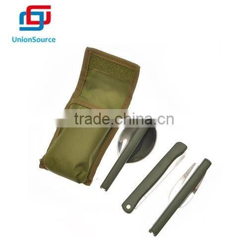 3pcs Outdoor Portable Folding Camping Stainless Steel Knife Fork Spoon Set
