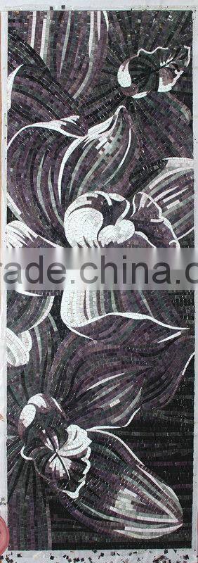 Decorative Lily Flower Glass Tile Mosaic Mural Patterns