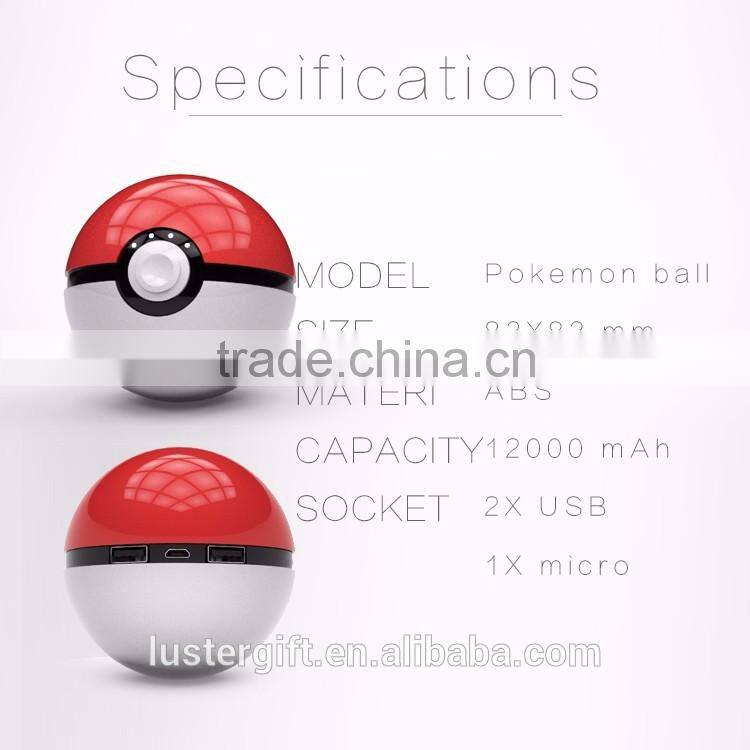 2016 Hot New Products Cartoon with LED Light Poke Ball Pokeball Pokemon Go Power Bank Charger