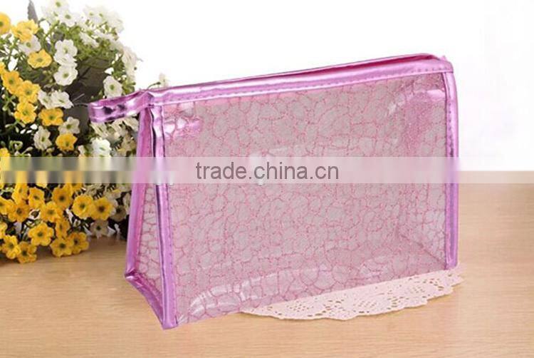 High-end Customized Zipper Mesh Cosmetic Bag,Transparent Travel Pouch Mesh