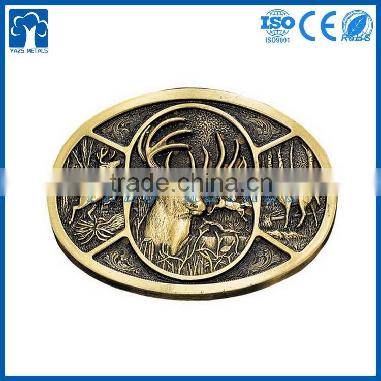 Manufacturer customized gun logo brass army belt buckle
