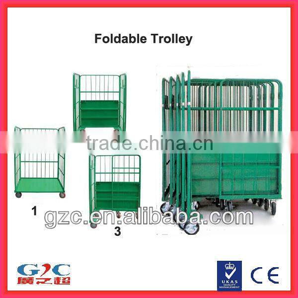 Steel Wire Foldable Rolling Trolley Tool Cart for Warehouse Logistic Workshop