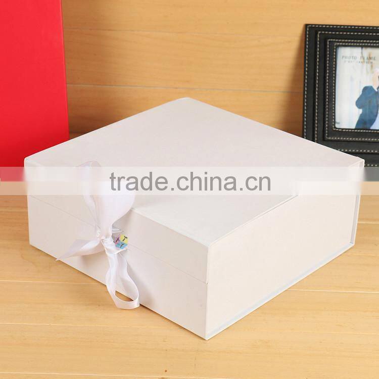 white rectangle matte ribbon folding paper gift packing box