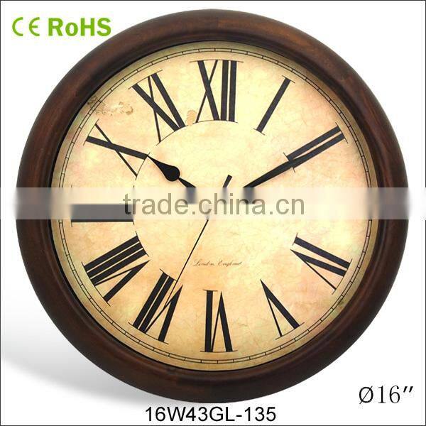 16 inch wall hanging analog vintage style 2015 clock(16W38GL-90)