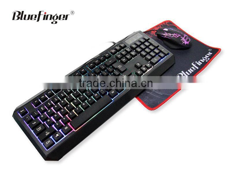 New Rainbow LED Backlit Wired gaming Keyboard Seven Automatic Color Backlit Mouse Combo Set