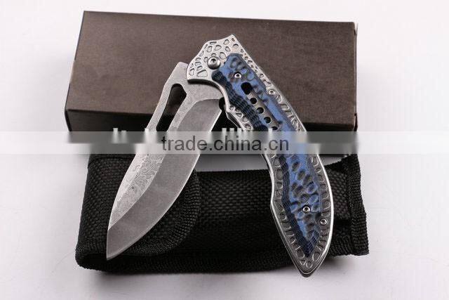 OEM 5Cr15 folding knife with nylon sheath and gift box