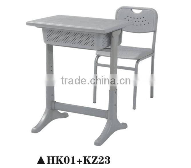 School hexagon plastic double table and chair set N808+KZ03