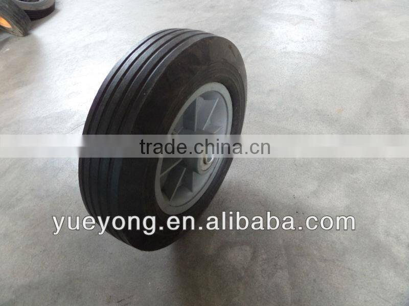 10 inch rubber powder wheel/plastic rim solid rubber wheel for hand truck