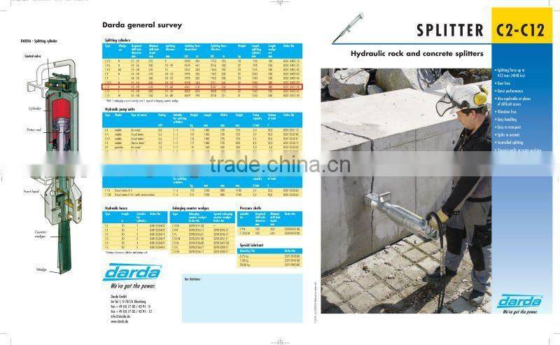Darda hydraulic rock splitter cylinder C12(N) with disel engine