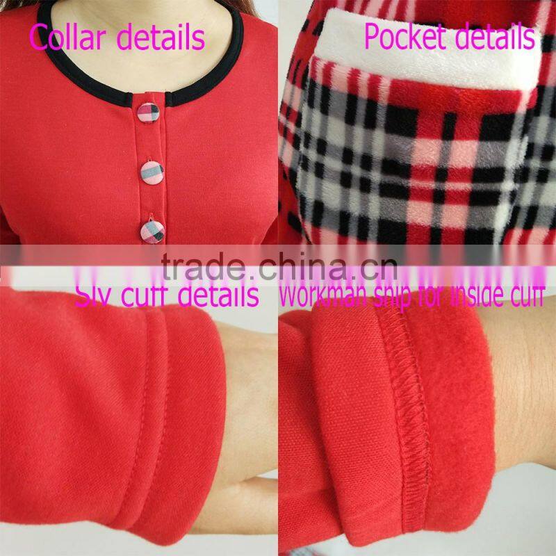 Kevince flannel & interlock pyjamas 3pcs set knitting woman clothing nightwear homewear MOQ 1000sets