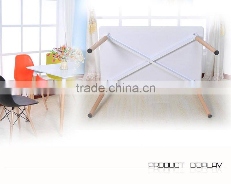 2016 New Design MDF White High Gloss Top Wood Legs Dining Table