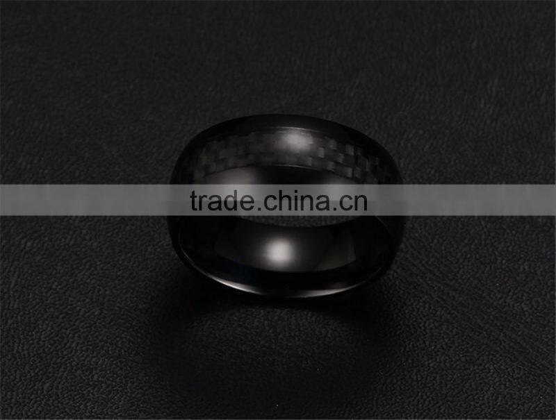 R-127 8mm Genuine Titanium men's ring Carbon fiber rings/ carbon fiber steel ring