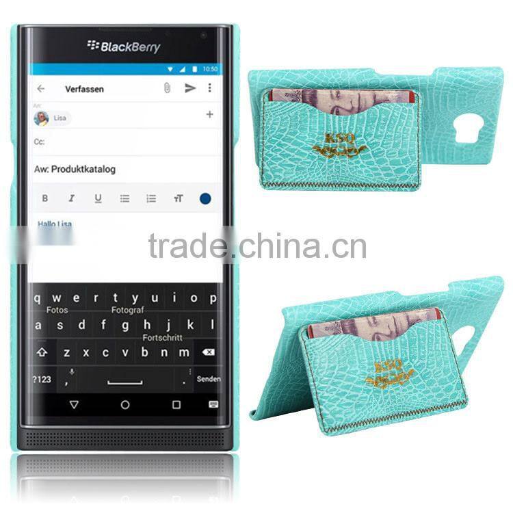 Wholesale Croco PU Leather Housing Case for Blackberry Priv White Cell Phone Casing