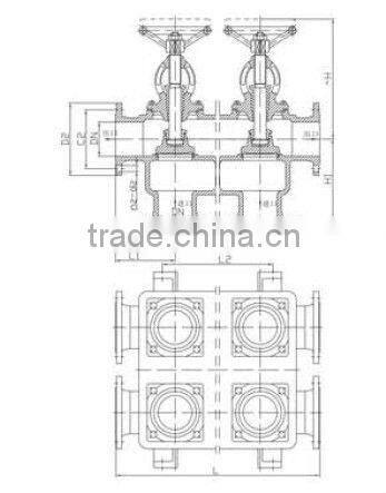 marine flange double row globe valve iron casting