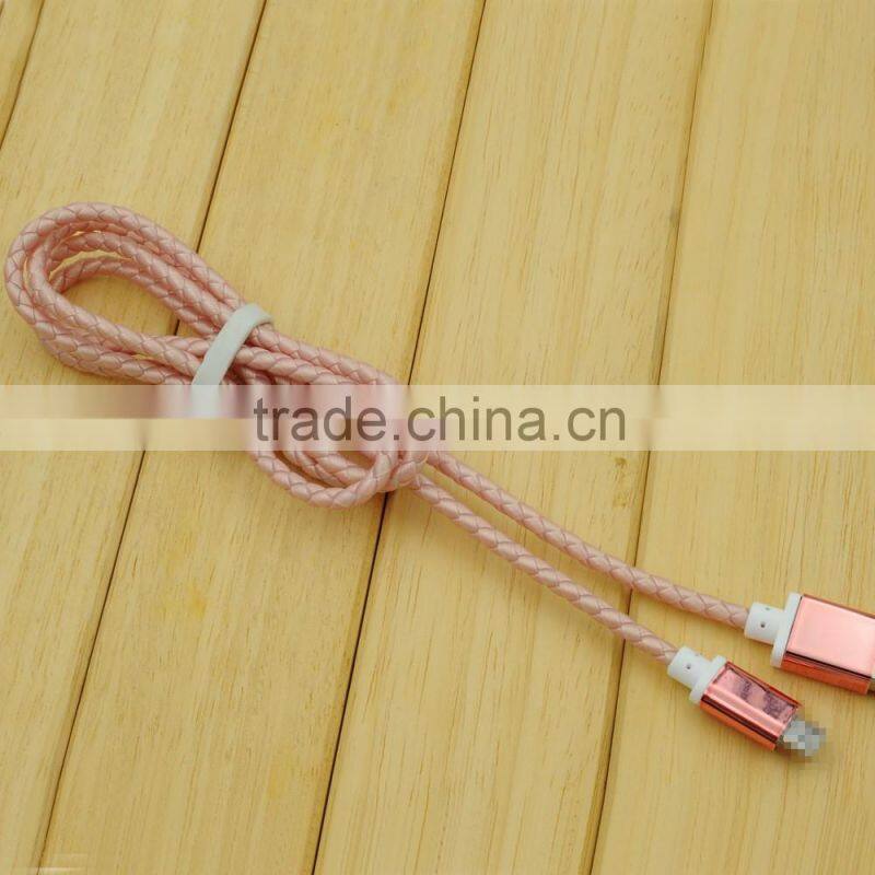 wholesale pngxe new design multi-color leather braided usb cable for iPhone