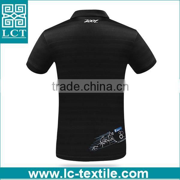 2016 Custom made hangtag polo black mercerized cotton t-shirt