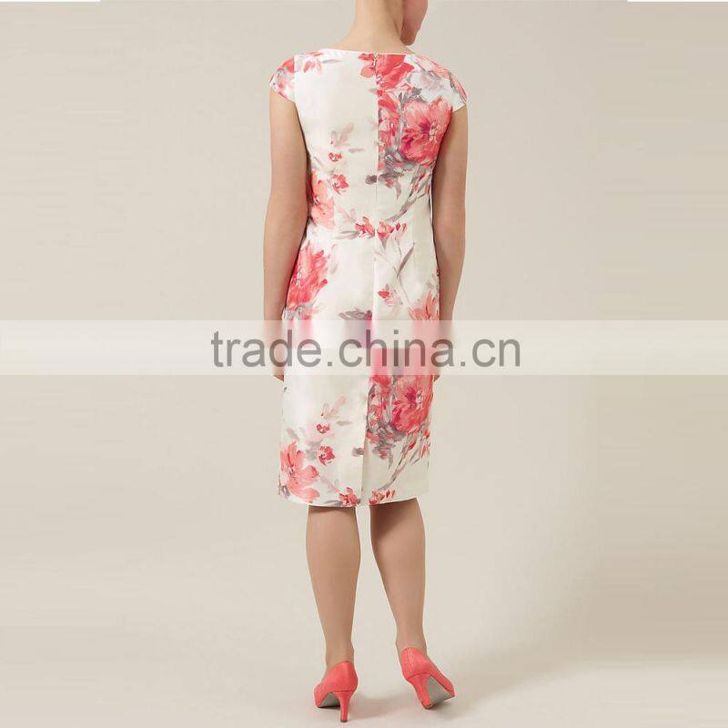 Bohemia satin floral print pencil dresses for women Knee length pencil dresses
