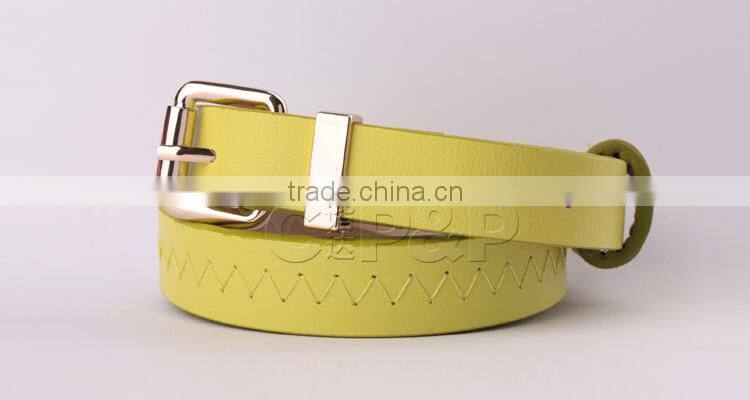 Skinny design down yellow women belt in GuangDong