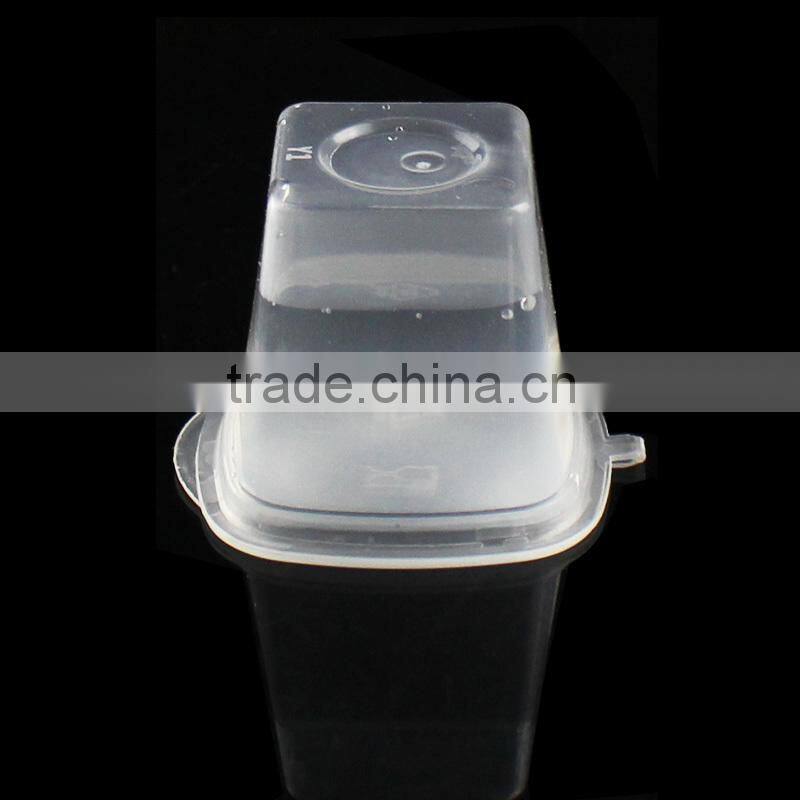 Plastic sauce container square clear cup with lid