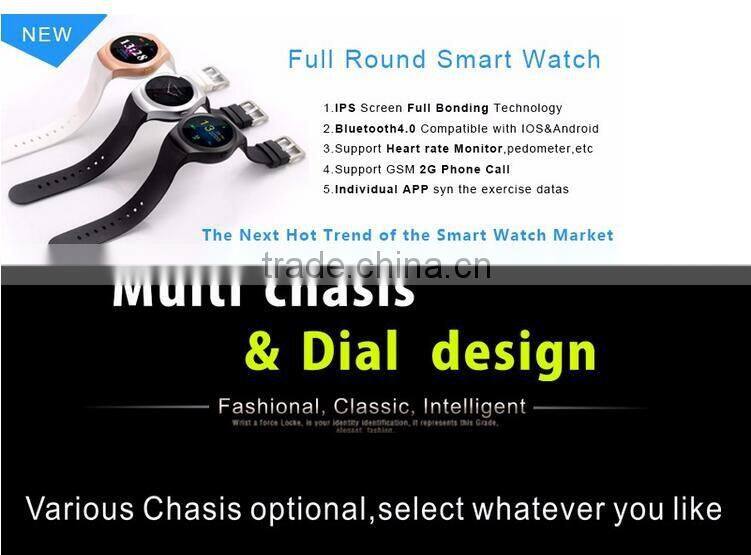 2016 New Product Smart Watch Android/IOS Digital-watch Bluetooth Reloj Inteligente SIM Round Heart Rate Monitor Watch Clock