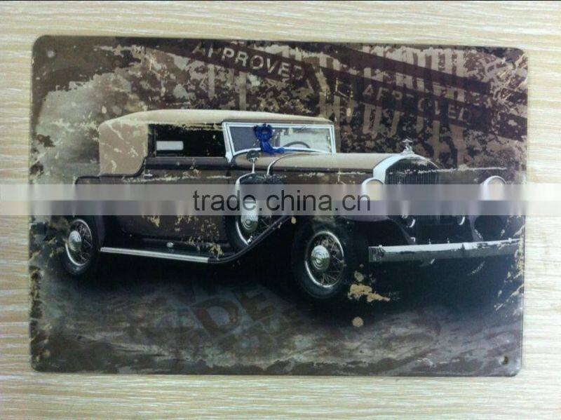 Advertising decorative embossed metal tin plaqe vintgae retro wall tin plaque