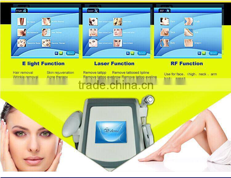 2016 OEM e-light ipl rf nd yag laser multifunction machine with rf 2014 unwanted hair