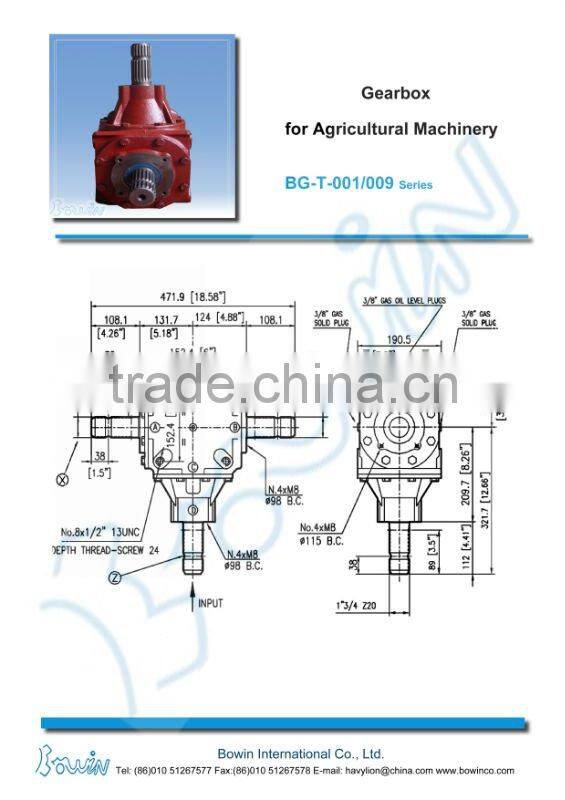 BG-T-001/009 Series Agricultural Gearbox for Slasher