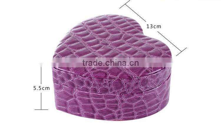 heart shaped faux leather Jewelry organizer storage box-rosy Crocodile grain