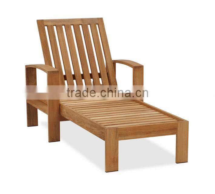 Adjustable teak wood beach lounge chair garden wooden sun lounger