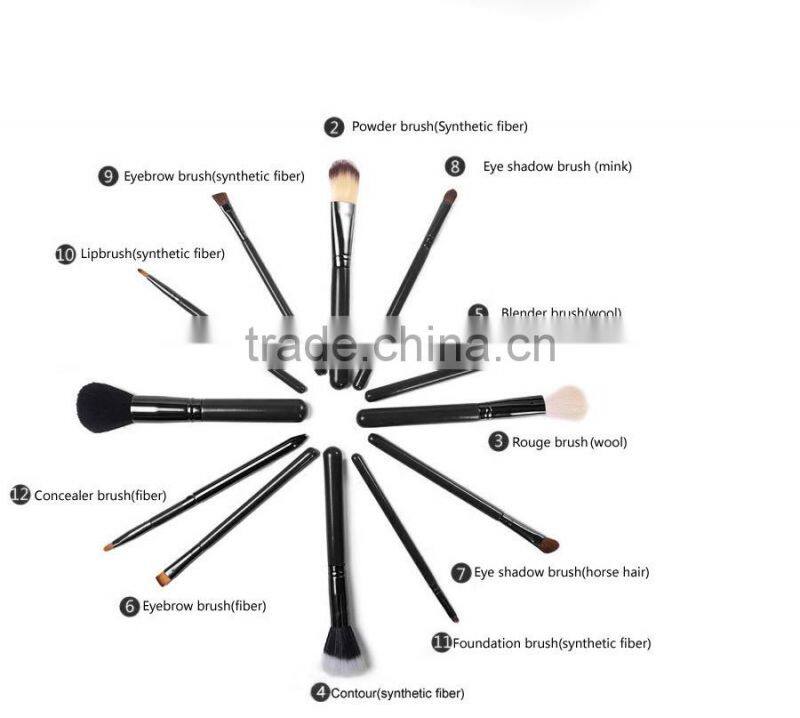 12 pcs Pro Makeup Cosmetic Brush Kit Leather Cylinder Cup Holder Case Set cheap makeup brush