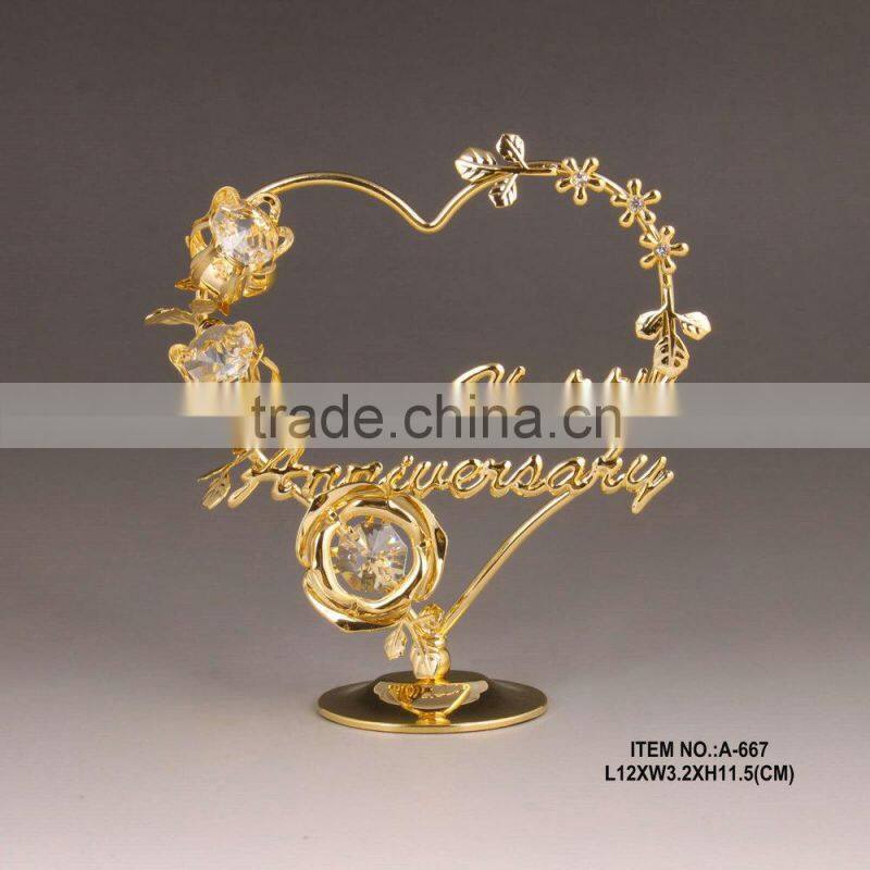 Beautiful 24K gold plated Heart Figurine with Swarovski Elements