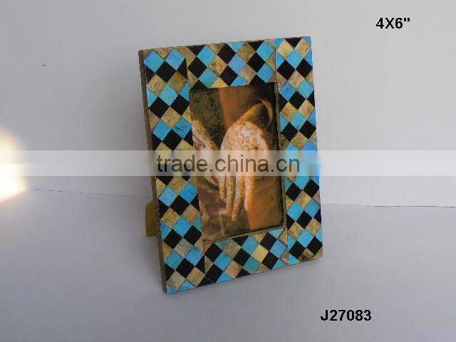 Wooden Photo frame with brass inlay repeat patterns