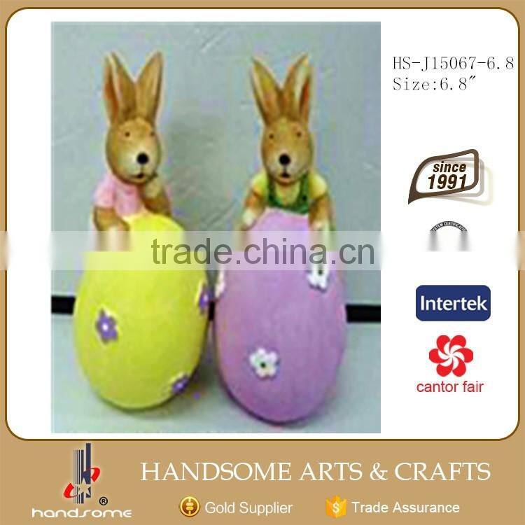 6.8 Inch Ceramic Easter Egg Decoration Lovely Bunny